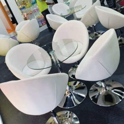 Premium Event Furniture Rentals: Apple Tub Chair and Glass Meeting Table in Dubai, Abu Dhabi, and UAE