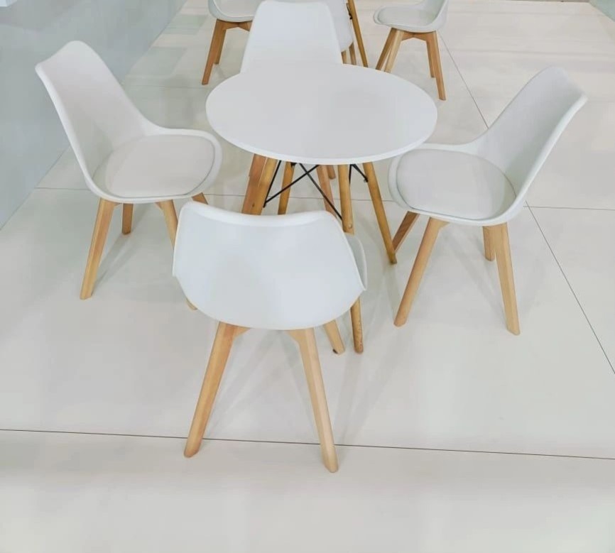 Scandinavian Round Dining Table with Chairs Without Arms