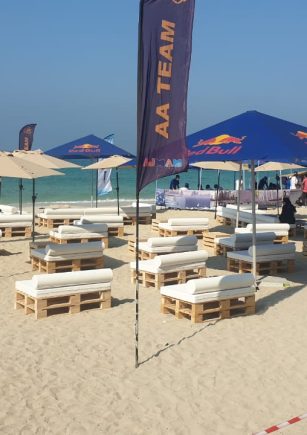 Outdoor furniture rentals in Dubai- Wooden crate sofas rental in Dubai, beach furniture rentals Wooden Pallet Sofas, Bean Bags, Umbrellas, Picnic Benches for rent in Dubai, Abu Dhabi and UAE