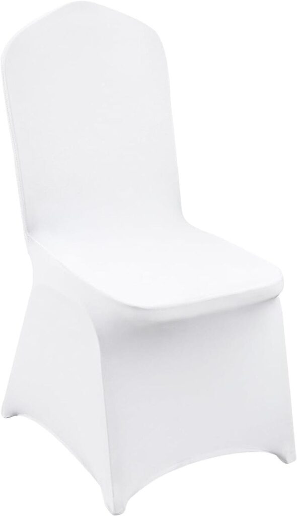 White banquet chair with a stretch cover