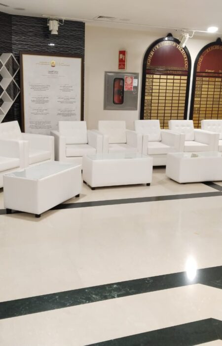 White VIP One Seater Sofas and Coffee Table for rent in Dubai, Abu Dhabi and UAE