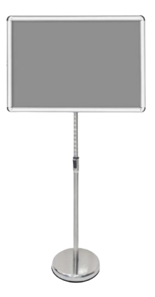 Adjustable A3 poster stands with stable bases and snap frames, ideal for events and exhibitions. Features include height adjustability and versatile display options.