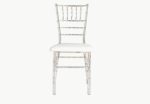 Clear Acrylic Chiavari Chair available for rent in Dubai, ideal for modern events, weddings, and exhibitions. Elegant transparent design.