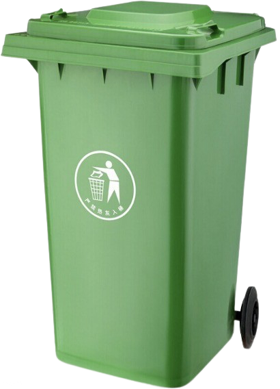 Big green dustbin available for rent from Qamar Event Rentals, ideal for waste management at events in Dubai and UAE.