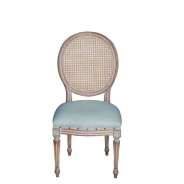 Netback Beige Dior Chair from Qamar Event Rentals. Elegant wooden frame with luxurious beige fabric, available for rent in Dubai and UAE. Ideal for sophisticated events.