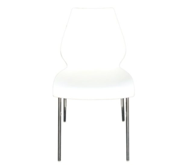 Pluto Chair available for rent in Dubai, ideal for modern events and exhibitions. Stylish and comfortable seating option.