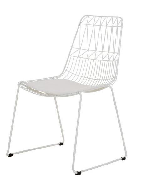 White Wire Chair available for rent in Dubai, ideal for modern events, weddings, and exhibitions. Elegant and stylish seating option.