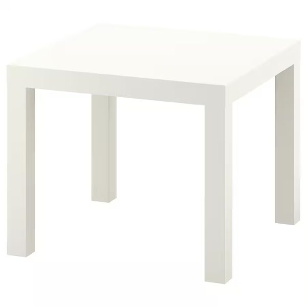 White wooden coffee table rental from Qamar Event Rentals in Dubai