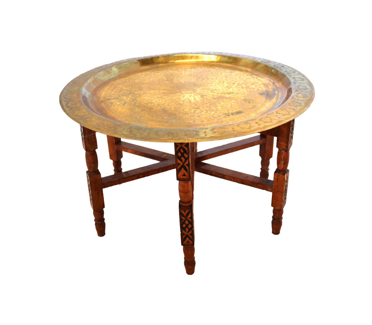 Moroccan Coffee Table Brass Top for Rent by Qamar Event Rentals