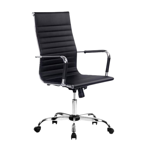 Black Office Chair for Rent from Qamar Event Rentals, ideal for exhibitions and corporate events across Dubai, Abu Dhabi, Sharjah, Ajman, Ras Al Khaimah, Fujairah, and Umm Al Quwain.