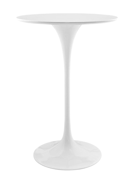 White Round Neo Cocktail Table for rent, ideal for stylish event setups including weddings and corporate functions in Dubai and the UAE.