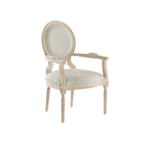 Elegant Beige Dior Armchair rental by Qamar Event Rentals, perfect for weddings and corporate events in Dubai and across the UAE.