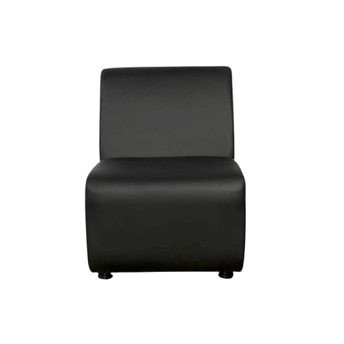 Black Modern Maria One-Seater Sofa available for rent, offering stylish and comfortable seating for events by Qamar Event Rentals.