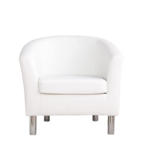 Bright White Bucket Sofa available for rent, ideal for events and gatherings in the UAE.