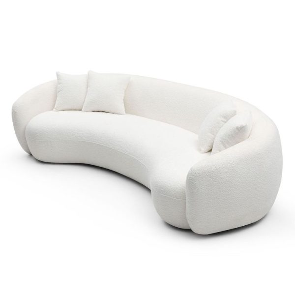 Luxury three-seater and one-seater modern sofa for rent in Dubai, Abu Dhabi, UAE - Bespoke white curved design, perfect for high-end events, weddings, and corporate functions.