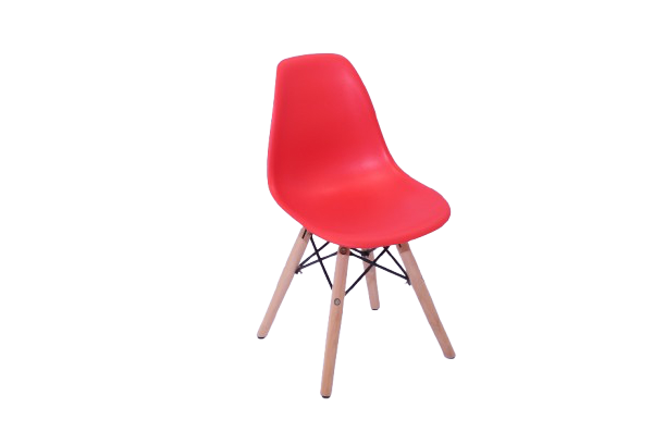 Scandinavian/ Eames/ Hard Plastic White Seat with wooden legs/ Tulip Chairs for rent in Dubai, Abu Dhabi, Sharjah and UAE featuring Red Colour