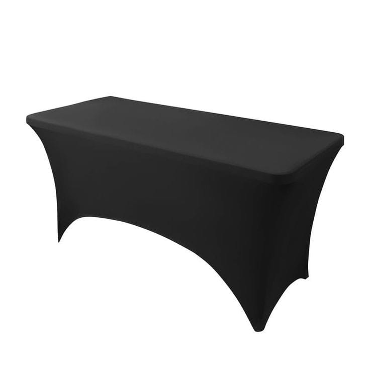 Rectangle-Banquet-Table-with-Black-Cover-for-rent-in-Dubai-Abu-Dhabi-and-UAE.jpeg Rectangular Banquet Table with Black Covers - Image 1