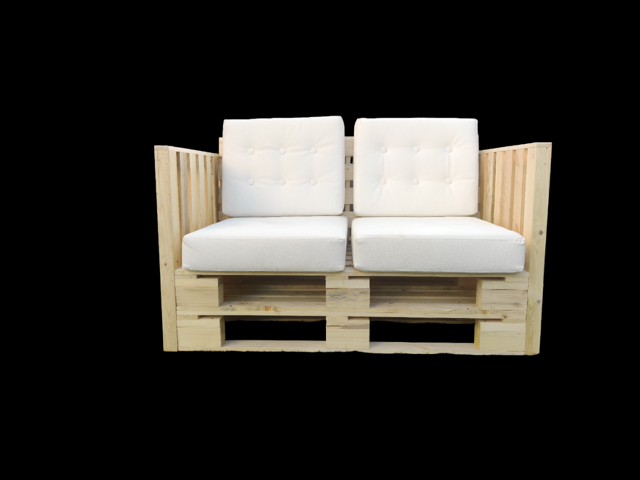 Two-Seater-Wooden-Pallet-Sofa.png Two-Seater Pallet Sofa - Image 1